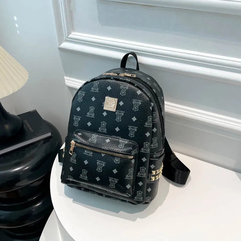 Yalu PU Backpack Regular Unisex Black/Brown/White-6