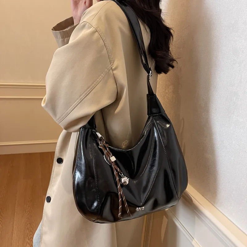Yalu PU Soft Leather Shoulder Bag, Shoulder Bag Women's Black/Ecru/Pink/Coffee-4