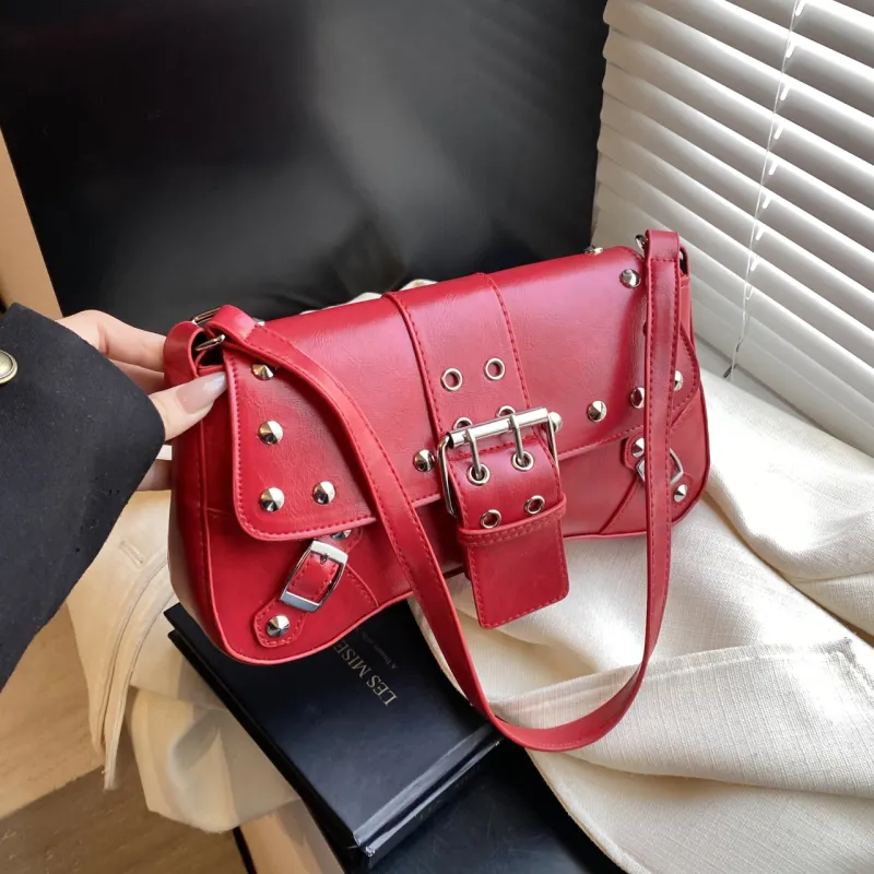 Yalu PU Shoulder Bag Women's White/Black/Red/Green/Brown-11
