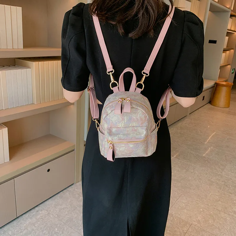 Yalu Canvas Backpack Women's Sky Blue/Pink-9