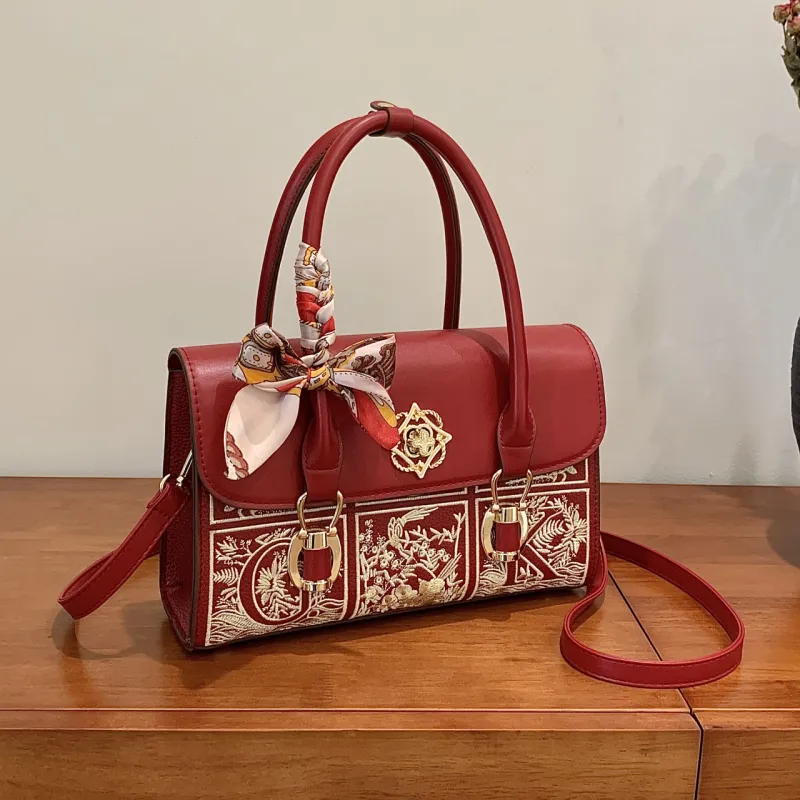 Yalu PU Crossbody Bag, Shoulder Bag, Handbag Regular Women's Red/Brown-3