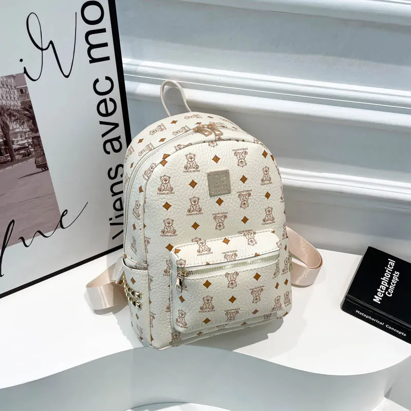 Yalu PU Backpack Regular Unisex Black/Brown/White-20