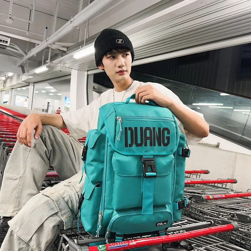 Yalu Oxford With Leather Film Backpack Unisex Multicolor-17