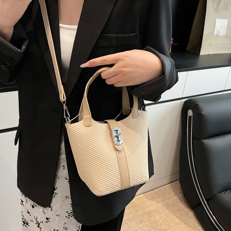 Yalu PU Bucket Bag, Shoulder Bag, Crossbody Bag, Handbag Regular Women's Black/Brown/Khaki/White-19