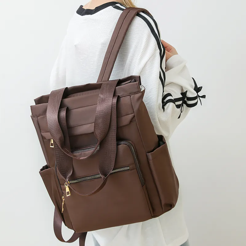 Yalu Nylon Fabric Backpack Women's Cherry Blossom Pink/Olive Green/Pearl White/Classic Black/Khaki/Coffee-12