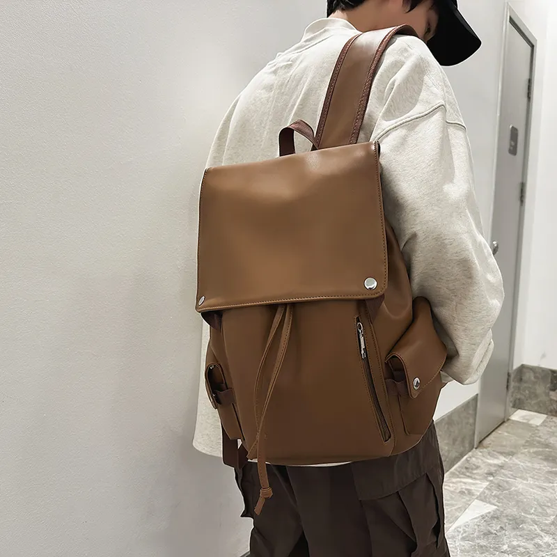 Yalu PU Backpack Unisex White/Gray/Black/Khaki-23