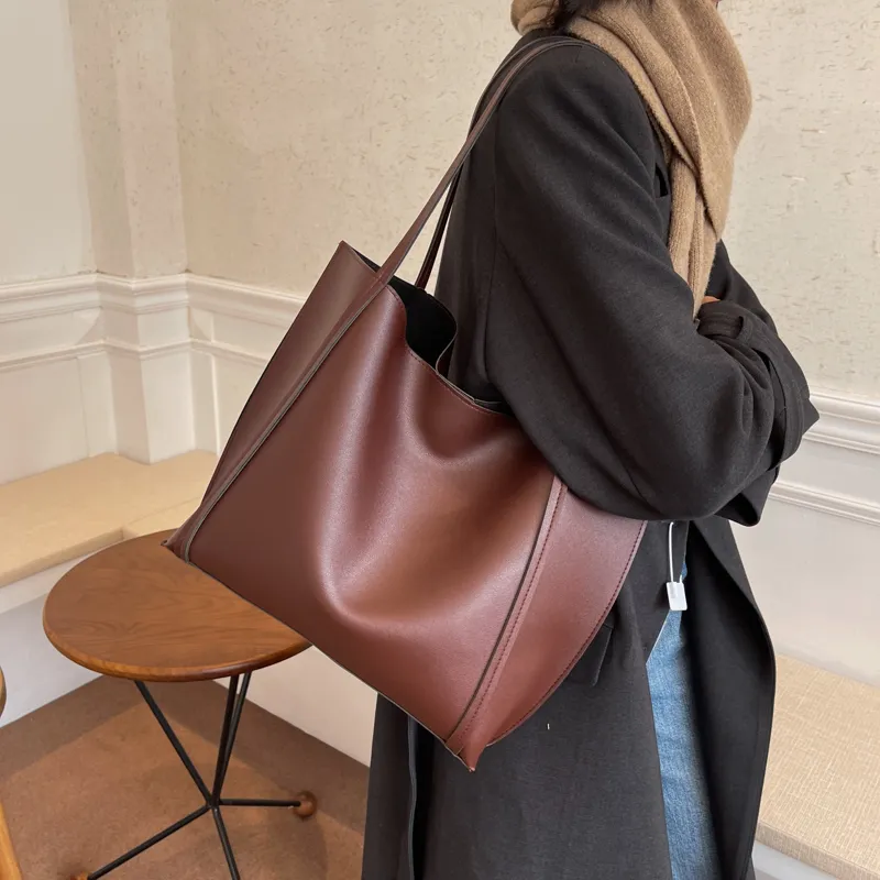 Yalu PU Material Handbag, Shoulder Bag Tubas Women's Black/Coffee/Brown/Ecru-11