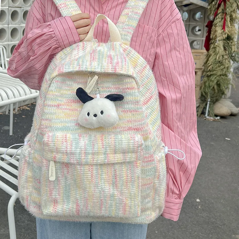 Yalu Composite Cloth Backpack Women's White/Yellow/Blue/Pink-6