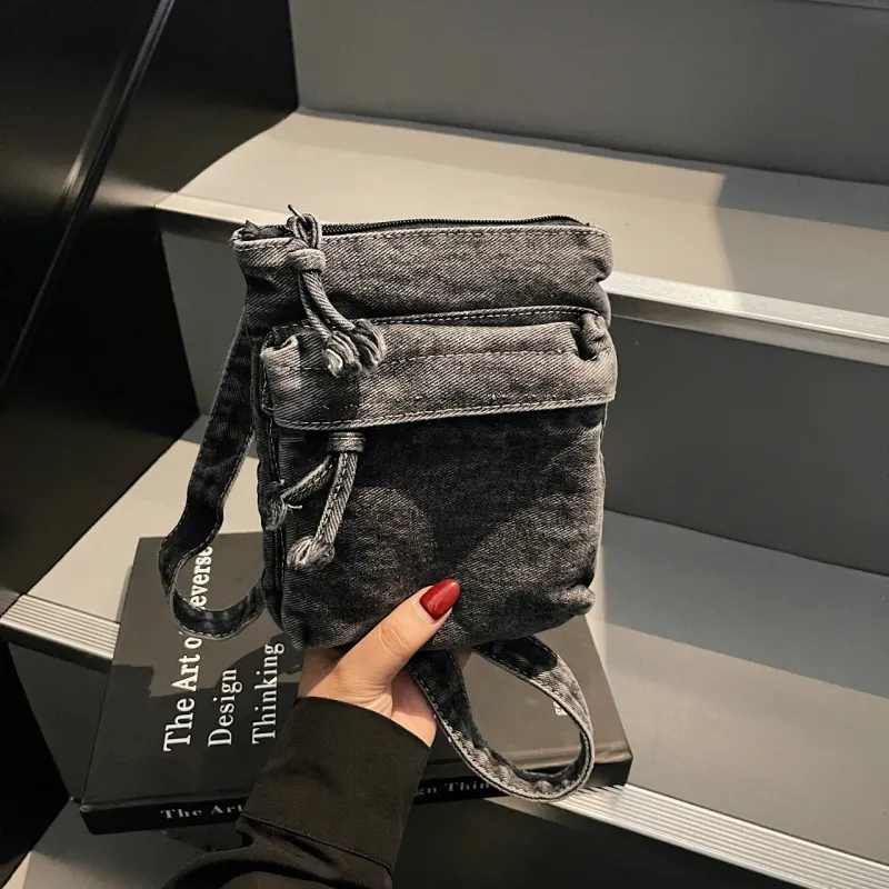 Yalu Denim Shoulder Bag, Crossbody Bag Regular Women's Black/Dark Blue/Light Green-2