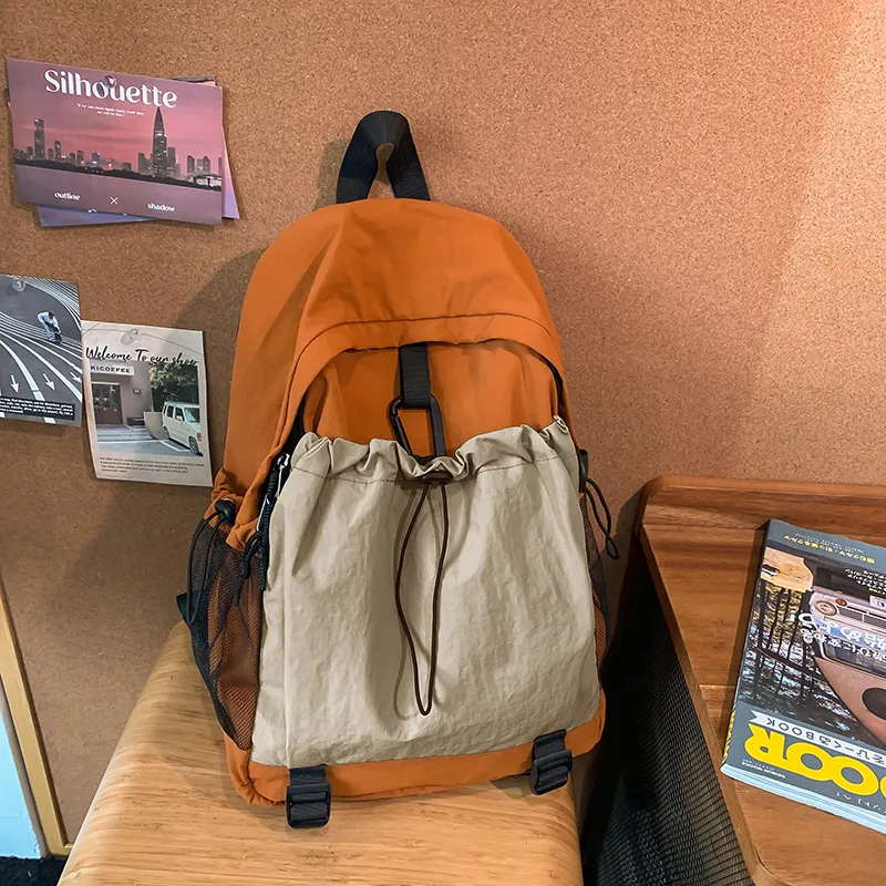 Yalu Nylon Backpack Regular Unisex Light Gray/Red/Black/Neon Green/Brown-11