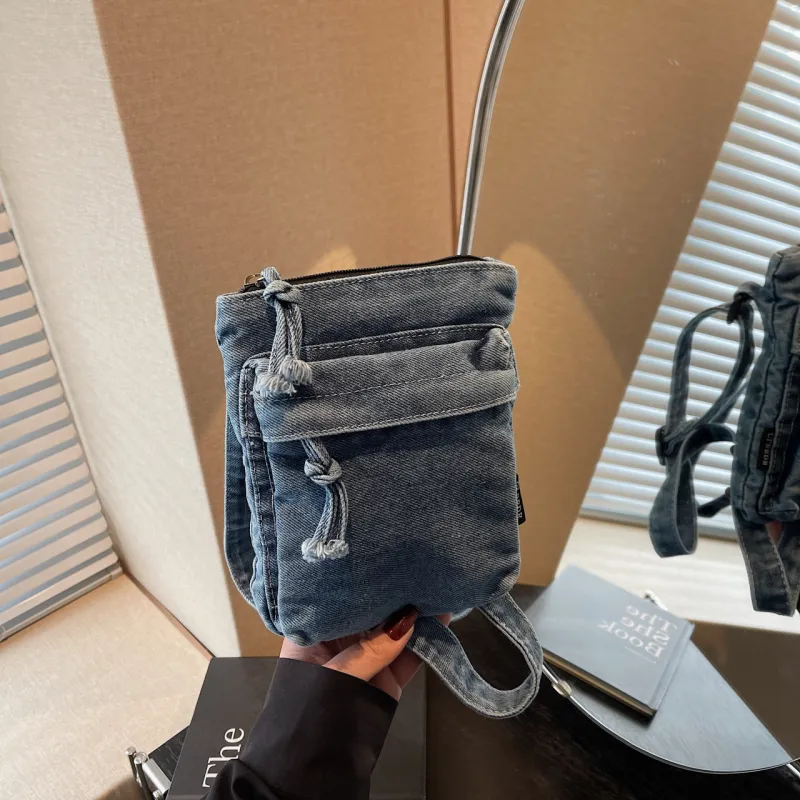 Yalu Denim Shoulder Bag, Crossbody Bag Regular Women's Black/Dark Blue/Light Green-13