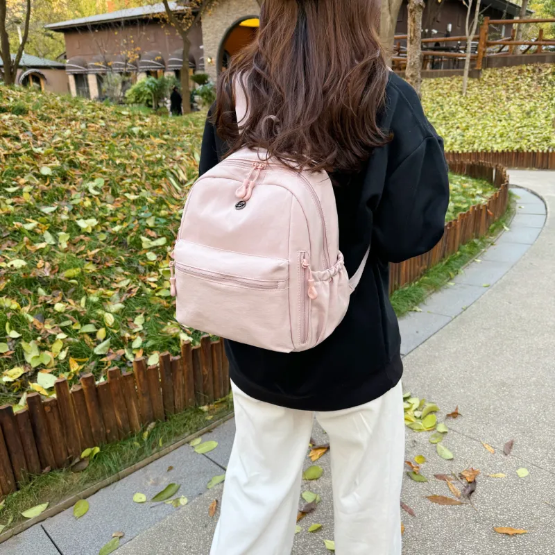 Yalu Oxford Backpack Women's Ivory/Black/Mint Green/Dusty Pink-14