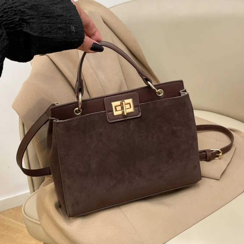 Yalu Flannelette Material Handbag, Crossbody Bag Regular Women's Brown/Burgundy/Coffee/Black-11