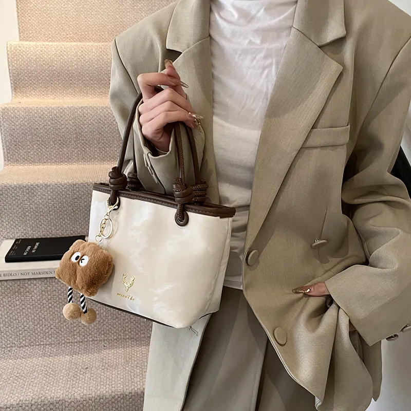 Yalu PU Tote Bag, Shopping Bag, Shoulder Bag, Handbag Regular Women's Black/Beige/Brown-10