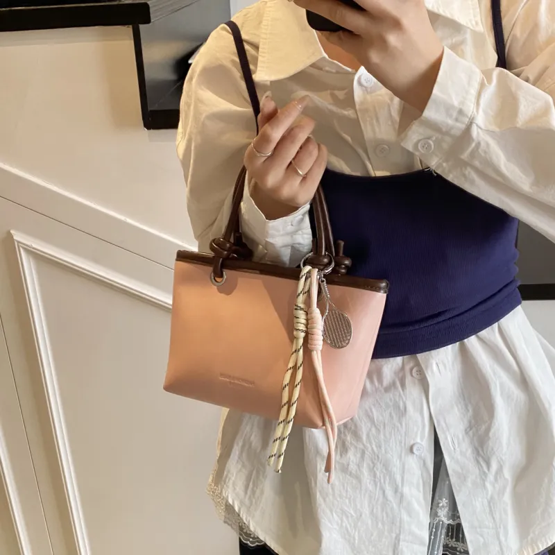 Yalu PU One Shoulder Handbag Regular Women's Pink/Black/Ecru/Light Green-4