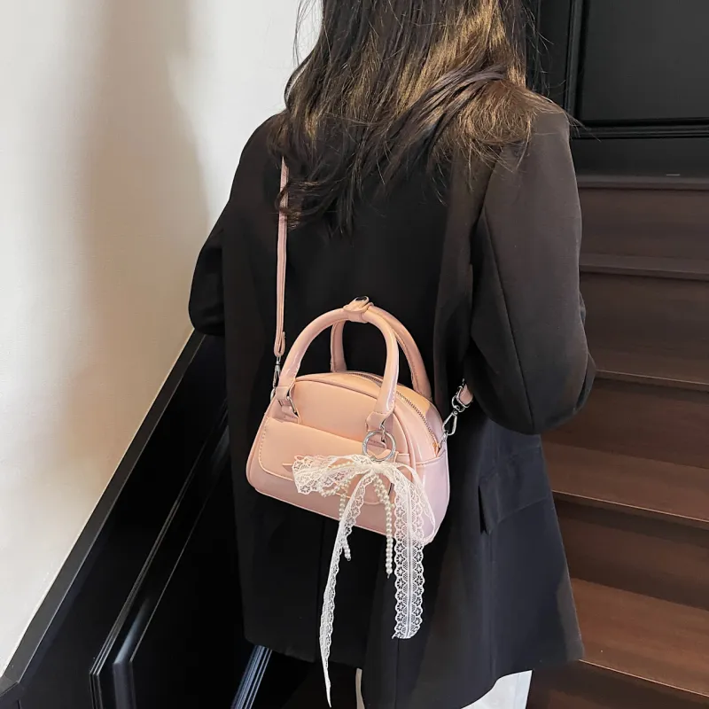 Yalu PU Boston Bag, Shoulder Bag, Crossbody Bag, Handbag Regular Women's Black/Blue/Burgundy/Ecru/Pink-33