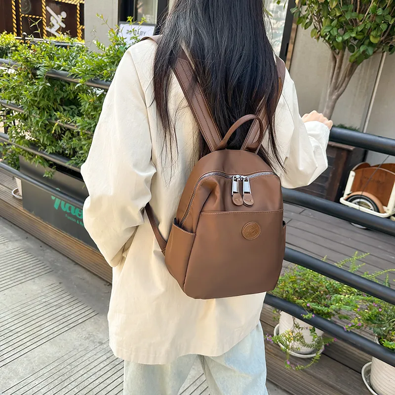 Yalu Nylon Backpack Regular Women's Gray/Black/Coffee-9