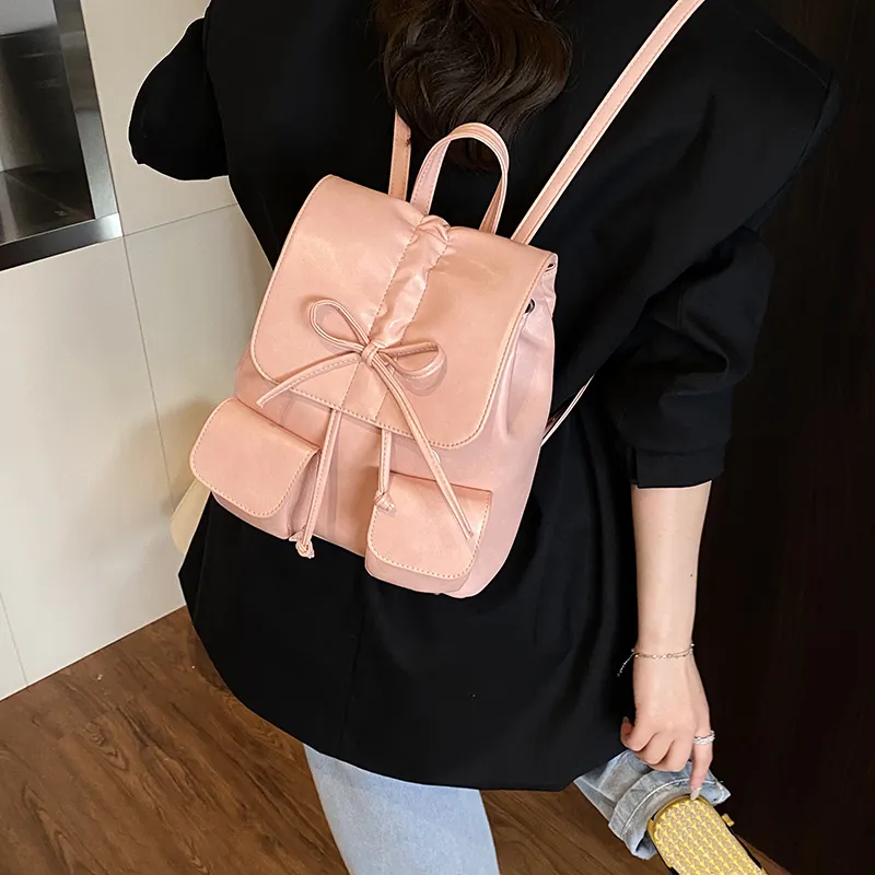 Yalu PU Backpack Women's Pink/Coffee-9