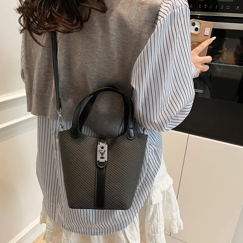 Yalu PU Bucket Bag, Shoulder Bag, Crossbody Bag, Handbag Regular Women's Black/Brown/Khaki/White-6