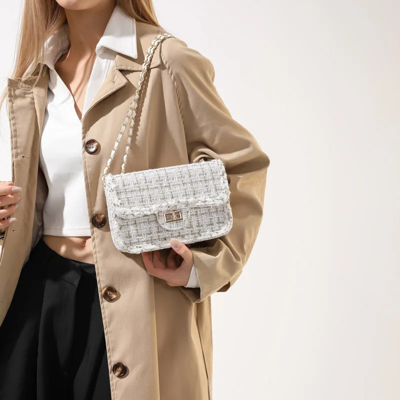 Yalu Woven Crossbody Bag, Shoulder Bag Women's White/Black-3