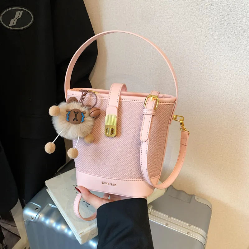 Yalu PU Bucket Bag, Shoulder Bag, Crossbody Bag, Handbag Regular Women's Black/Pink/Brown/Ecru-13