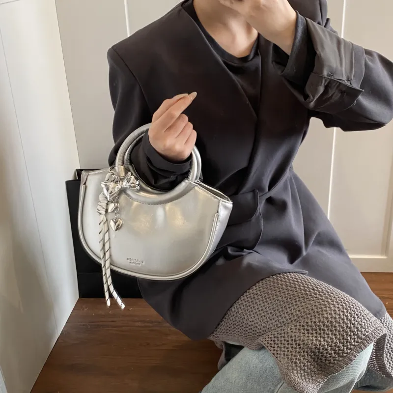 Yalu PU Shoulder Bag, Crossbody Bag, Handbag Regular Women's Silver/Black/Pink/Blue/White-5