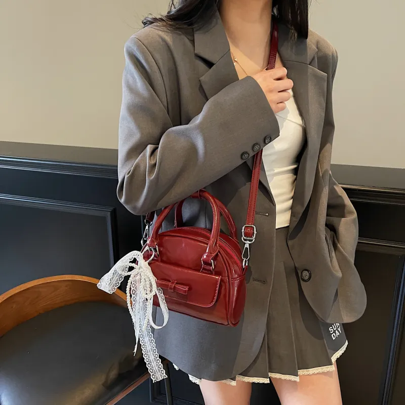 Yalu PU Boston Bag, Shoulder Bag, Crossbody Bag, Handbag Regular Women's Black/Blue/Burgundy/Ecru/Pink-20