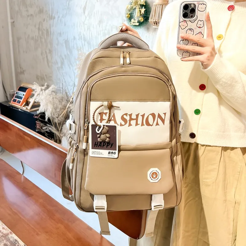 Yalu Nylon Backpack Regular Unisex Gray/Black/Red/Khaki-17
