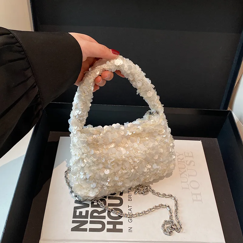 Yalu Sequins One Shoulder Handbag Regular Women's Black/White-11