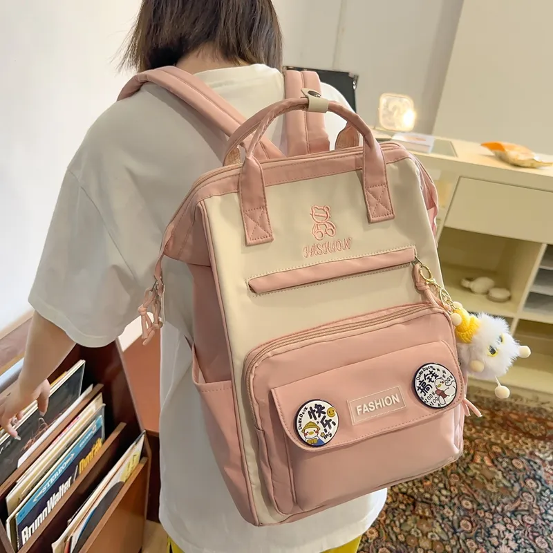 Yalu Nylon Combo Backpack Portable Backpacks Regular Unisex Multicolor-12