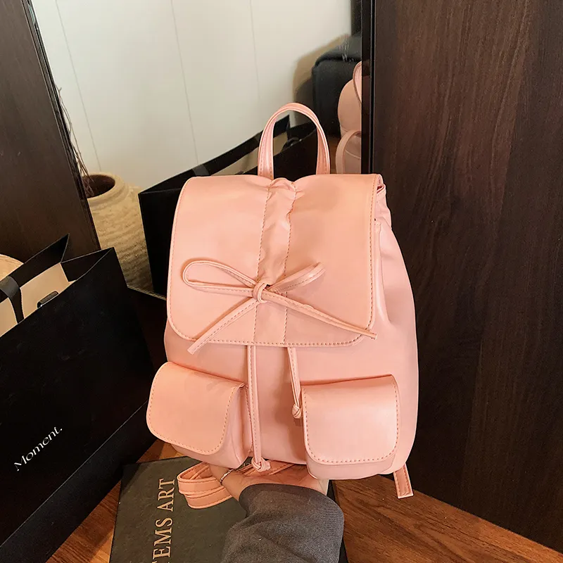 Yalu PU Backpack Women's Pink/Coffee-12