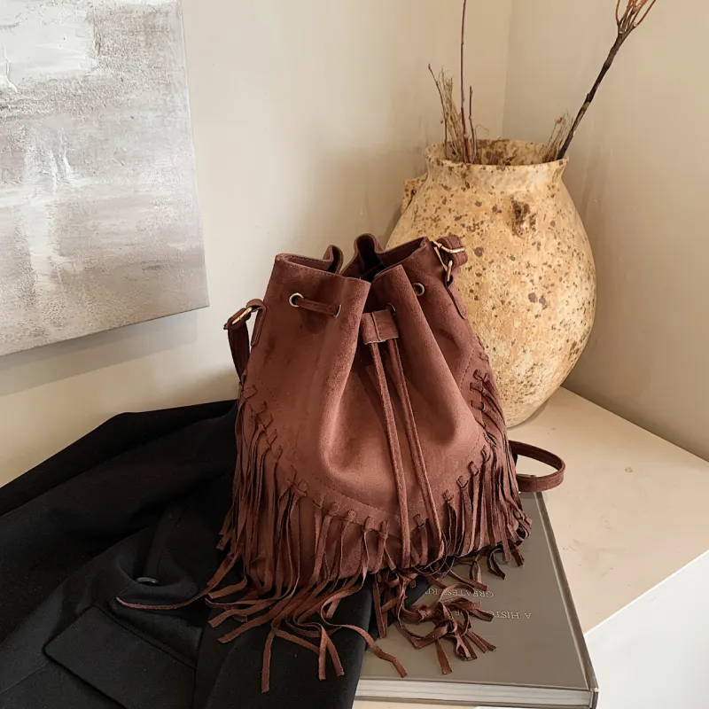 Yalu Matte Fabric Shoulder Bag Women's Black/Coffee/Pink/Brown-13