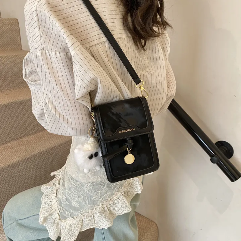 Yalu PU Cell Phone Pouch Crossbody Bags Shoulder Bags Regular Women's Black/Silver/Pink/White-4