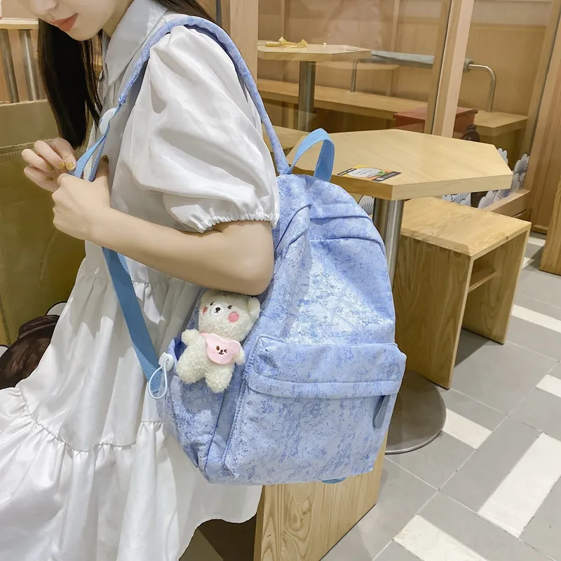 Yalu Nylon Backpack Unisex Purple/Blue/Pink-12
