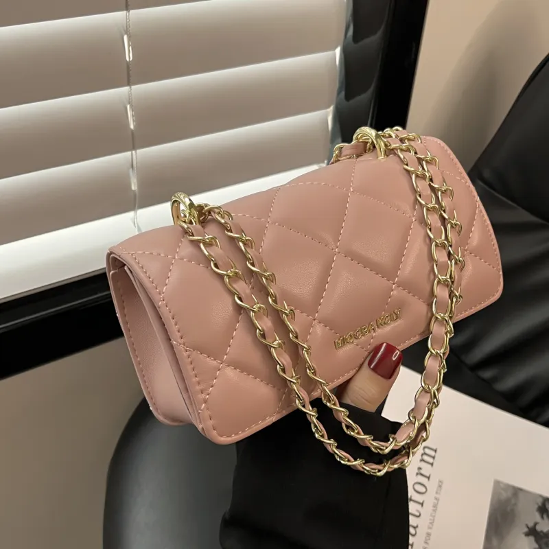 Yalu PU Material Shoulder Bag Regular Women's Ecru/Black/Green/Pink-8