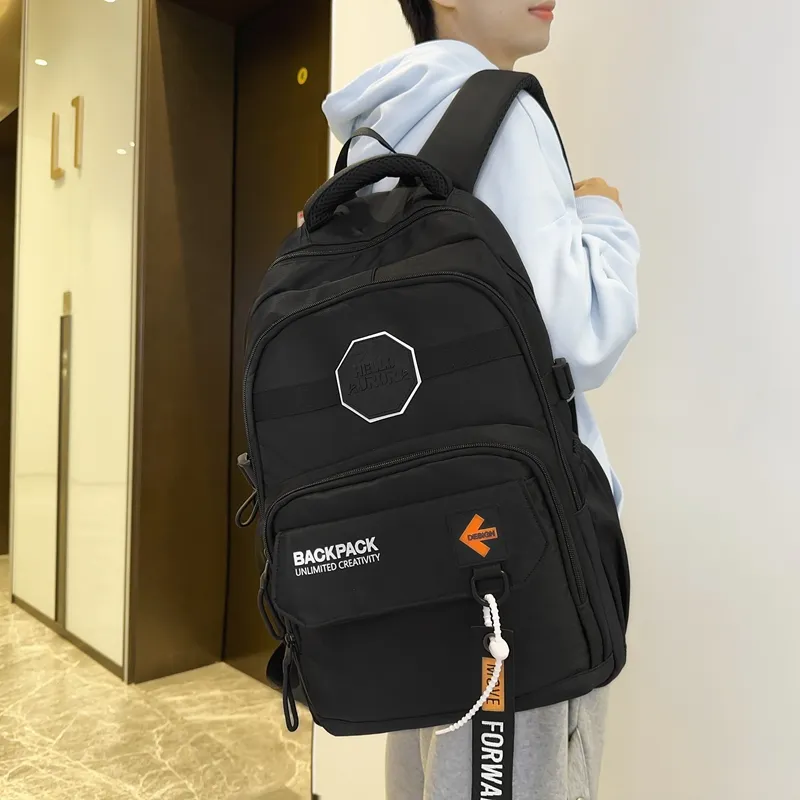 Yalu Nylon School Bag Travel Bag Hiking Backpack Unisex Trendy Khaki/Classic Black/Elegant Gray/Quality Gray Green-12