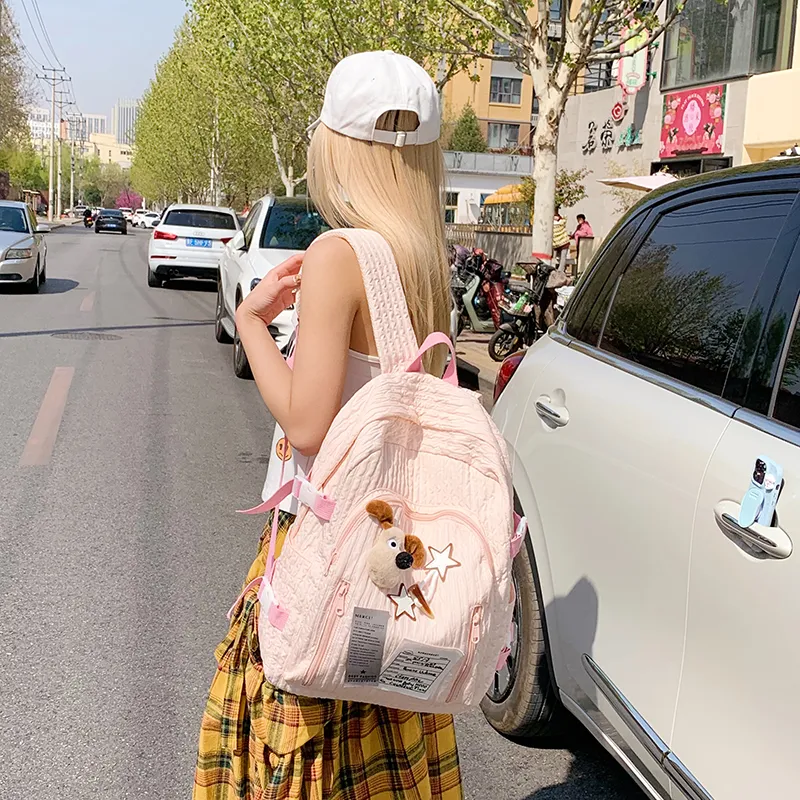 Yalu Nylon Fabric Backpack Regular Women's Light Yellow/Black/Light Green/Lake Blue/Pink-25