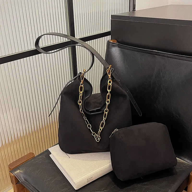 Yalu Suede Material Shoulder Bag Women's Brown/Coffee/Green/Black-3