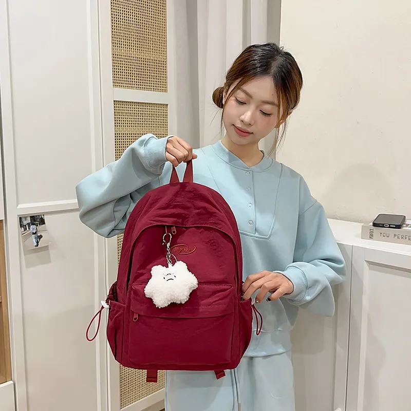 Yalu Nylon Backpack Regular Unisex Pink/Blue/Red/Yellow/Black-12