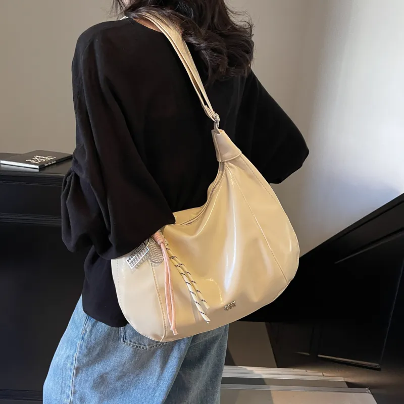 Yalu PU Soft Leather Shoulder Bag, Shoulder Bag Women's Black/Ecru/Pink/Coffee-8