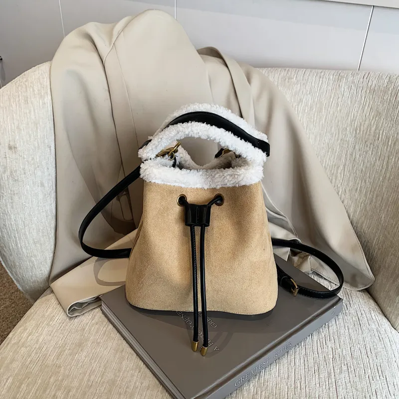 Yalu Suede Handbag Regular Women's Black/Coffee/Pink/Khaki-15