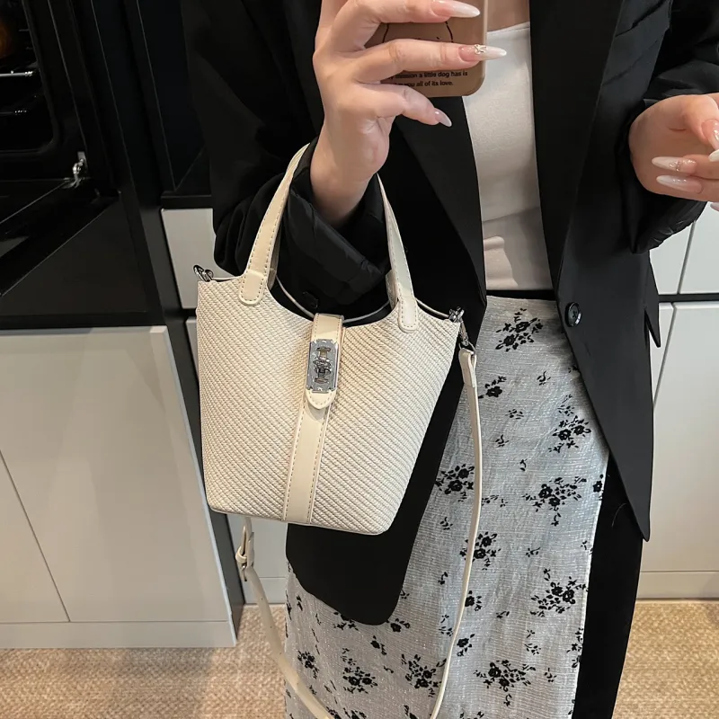 Yalu PU Bucket Bag, Shoulder Bag, Crossbody Bag, Handbag Regular Women's Black/Brown/Khaki/White-25