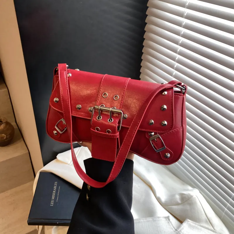 Yalu PU Shoulder Bag Women's White/Black/Red/Green/Brown-10