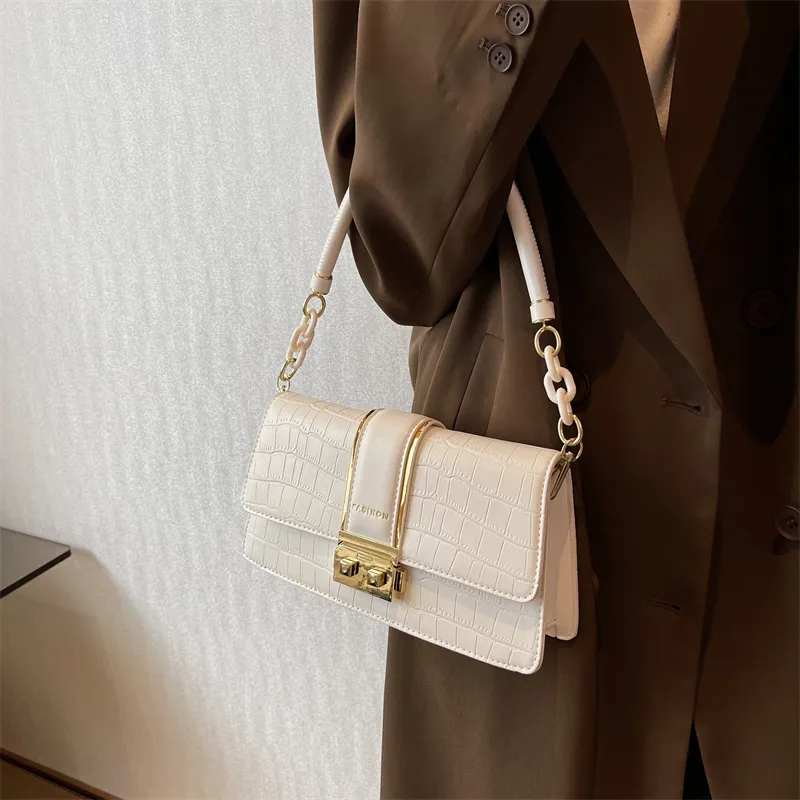 Yalu PU Handbag Regular Women's White/Black-4