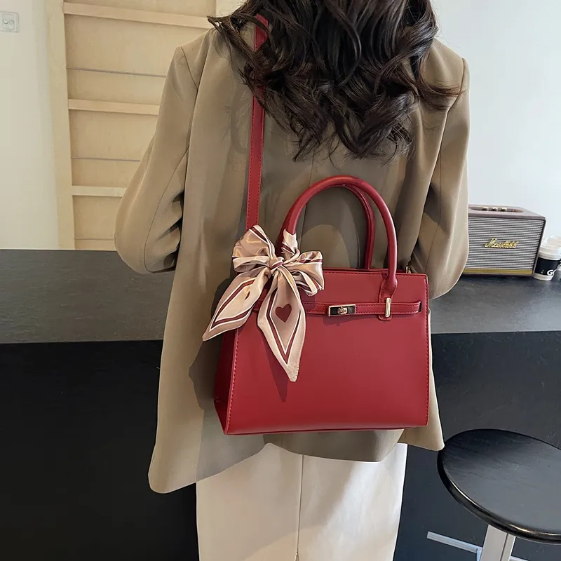 Yalu PU Handbag, Shoulder Bag, Crossbody Bag Regular Women's Black/Red-12