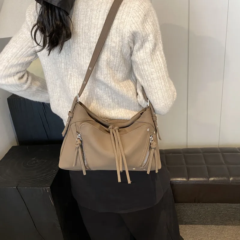 Yalu PU Shoulder Bag Regular Women's Coffee/Black/Khaki-20