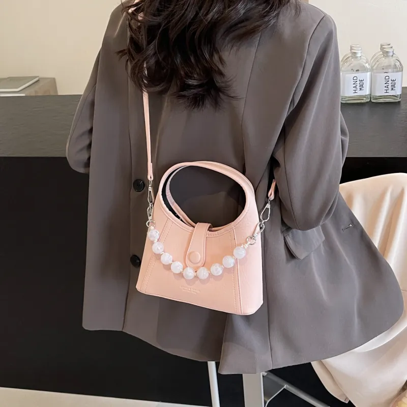 Yalu PU Shoulder Bag, Crossbody Bag, Handbag Women's Black/Ecru/Pink/Silver-19