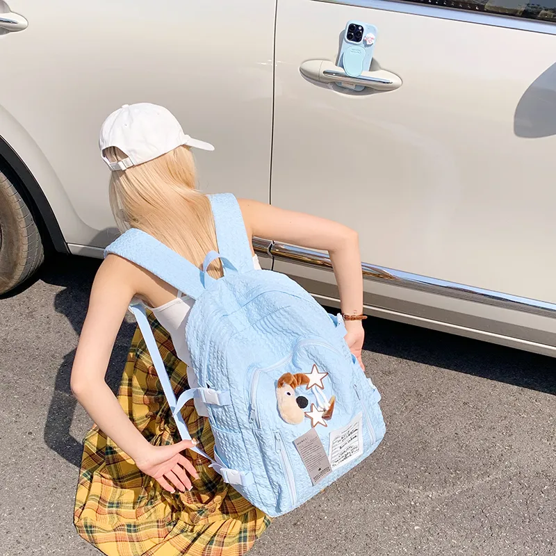 Yalu Nylon Fabric Backpack Regular Women's Light Yellow/Black/Light Green/Lake Blue/Pink-21