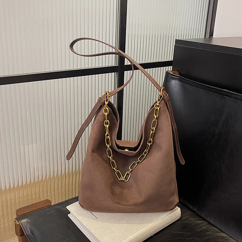 Yalu Suede Material Shoulder Bag Women's Brown/Coffee/Green/Black-10