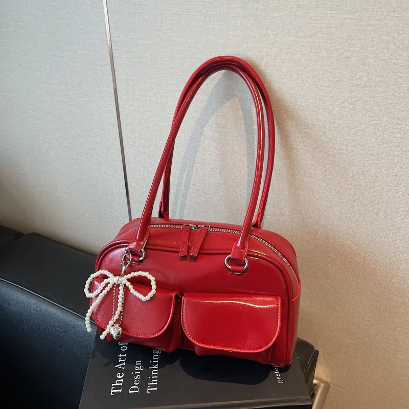 Yalu PU Shoulder Bag Women's Black/Red/Silver/White-9